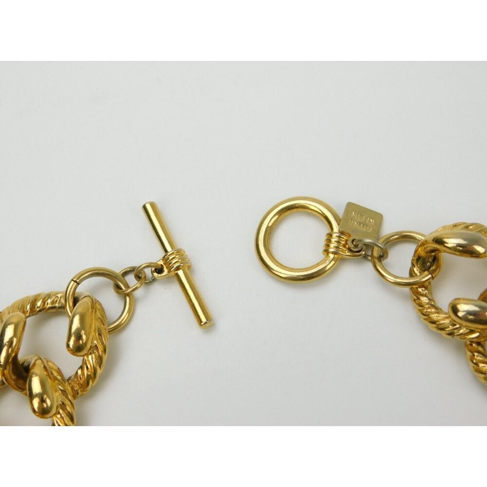 Vintage Anne Klein Heavy Chunky Textured Chain Link Gold Tone Collar Necklace - Picture 4 of 7